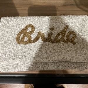 NWT ‘Bride’ White & Gold Beaded Clutch, Snap